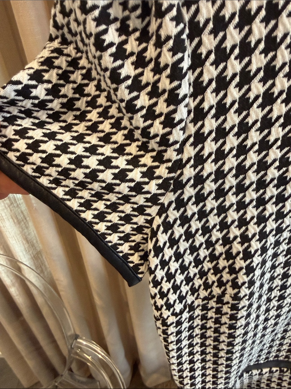Karl Lagerfeld Black and White Houndstooth Midi Dress - Picture 5 of 6